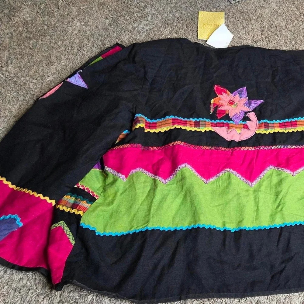 Vintage Indigo Moon Patchwork Wearable Art Jacket Sz 3X NWT Y2K
